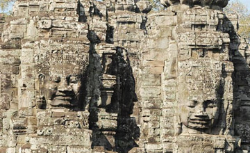 Cambodia Buddha faces Temple