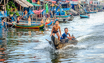Floating village Tonle Sap lake Cambodia